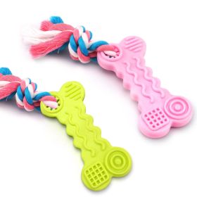 2 Pack Dog Chew Toys, Rubber Puppy Teething Toys with Rope, Interactive Treat Toys for Small Dogs Pets, Pink+Green