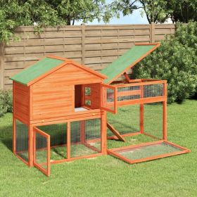 Rabbit Hutch Brown 73"x23.8"x43.1" Solid Wood Pine