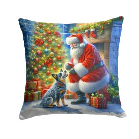 Australian Cattle Dog and Santa Claus Throw Pillow Machine Washable, Indoor Outdoor Decorative Pillow for Couch, Bed or Patio, 18Hx18W