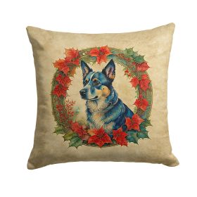 Australian Cattle Dog Christmas Flowers Throw Pillow Machine Washable, Indoor Outdoor Decorative Pillow for Couch, Bed or Patio, 18Hx18W