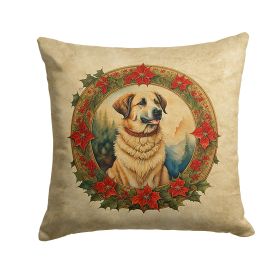 Anatolian Shepherd Dog Christmas Flowers Throw Pillow Machine Washable, Indoor Outdoor Decorative Pillow for Couch, Bed or Patio, 18Hx18W