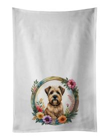 Wheaten Terrier and Flowers Kitchen Towel Set of 2 White Dish Towels Decorative Bathroom Hand towel for Hand, Face, Hair, Yoga, Tea, Dishcloth