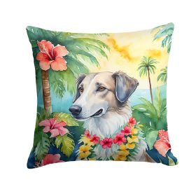 Borzoi Luau Throw Pillow Machine Washable, Indoor Outdoor Decorative Pillow for Couch, Bed or Patio, 14Hx14W