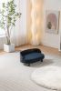 Scandinavian style Elevated Dog Bed Pet Sofa With Solid Wood legs and Bent Wood Back, Velvet Cushion, BLACK