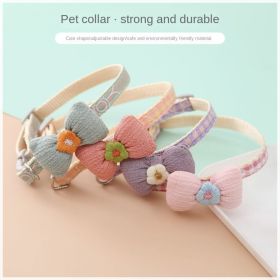 cat Collar Lattice Collar Korean Cartoon Pet Collar Bowknot Patch Cat Dog Collar (Color: Orange, size: 1*30cm)