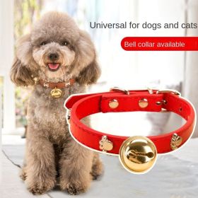 Leather Pet Collars Pet paw print bone alloy bell collar dog collar Best Santa Xmas Gifts cat collar (Color: brown, size: XL)