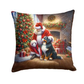 Bernese Mountain Dog and Santa Claus Throw Pillow Machine Washable, Indoor Outdoor Decorative Pillow for Couch, Bed or Patio, 18Hx18W (Default: Default)