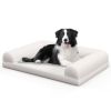 Egg-Foam Dog Crate Bed with 3-Side Bolster and Removable Washable Bed Cover