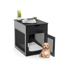 2-In-1 Dog House with Drawer and Wired Wireless Charging (Color: Black)