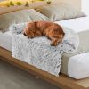 Gray Plush Calming Dog Couch Bed with Anti-Slip Bottom